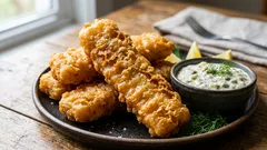 Křupavé rybí prsty bez vajec a mléka: tajemství nadýchaného těstíčka na sodovce